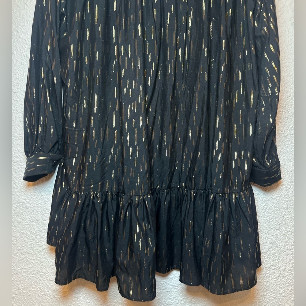 NWT ZARA Women’s Black and Gold Metallic Shirt Dress Size XL - Picture 8 of 10